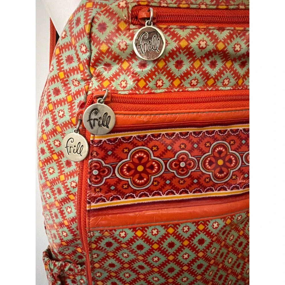 Vera Bradley Frill Lylas Backpack Paprika Retired Orange, Floral, Aztec. School